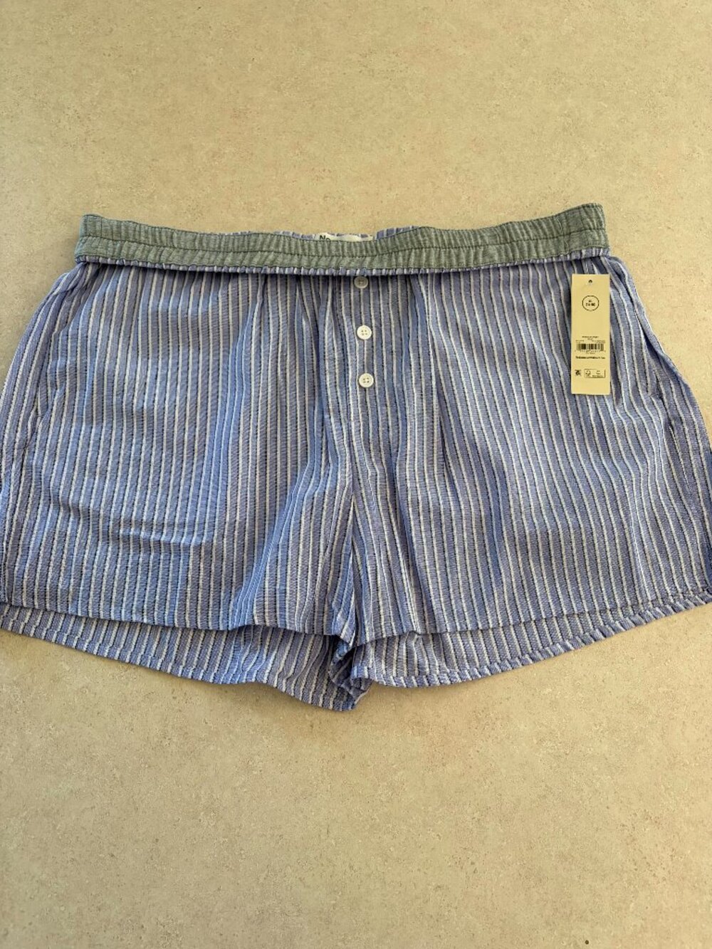 No boundaries Women's Boxer Shorts Loungewear Size XL Blue & White Stripes